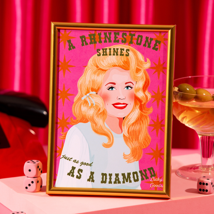 Dolly Queen Rhinestones Portrait Print