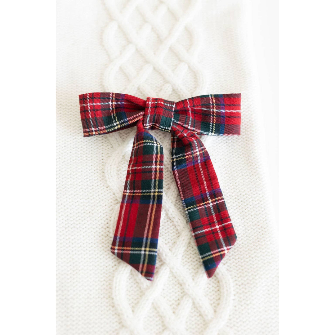 Bow Barrette Clip: Red Tartan
