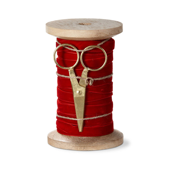 Red Velvet Ribbon With Scissor Spool