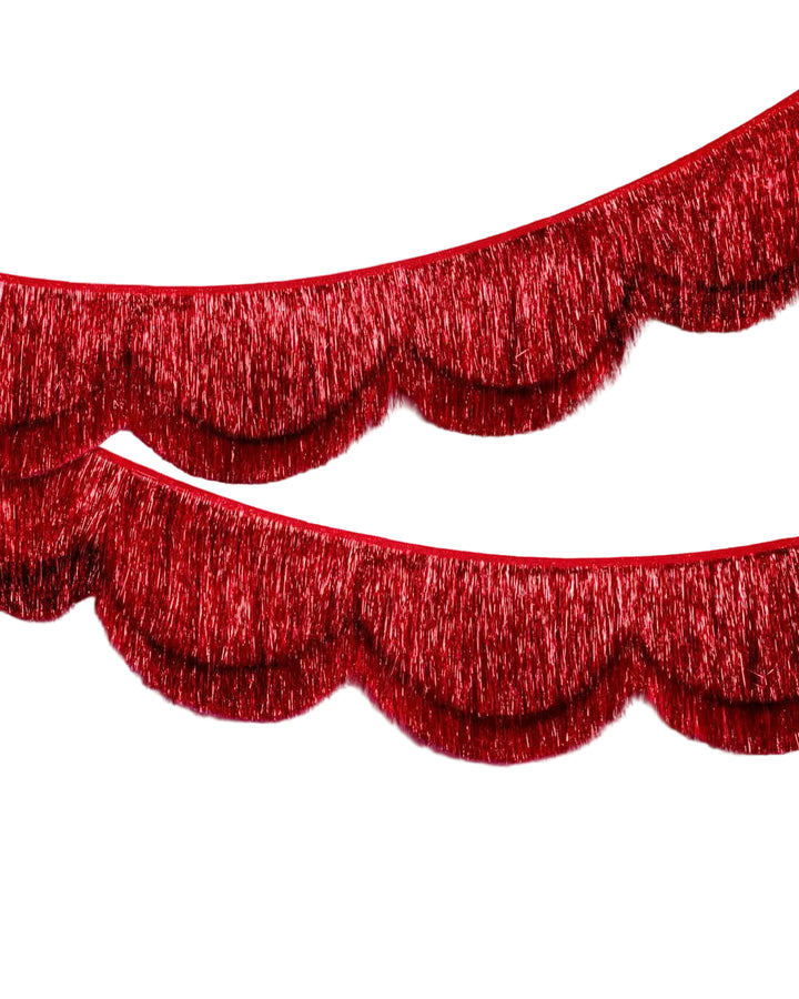 Red Scallop Fringe Banner