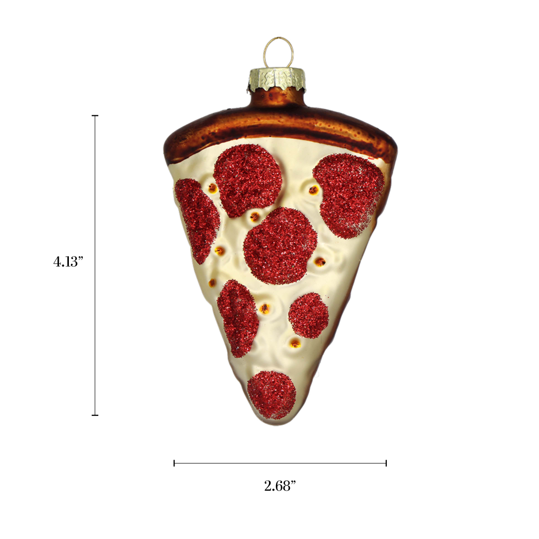 Glass Handmade Pizza Slice Christmas Ornament