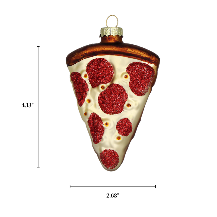 Glass Handmade Pizza Slice Christmas Ornament