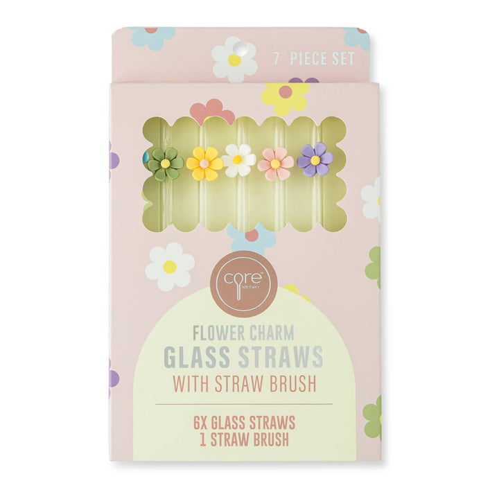 Floral Glass Straw Set