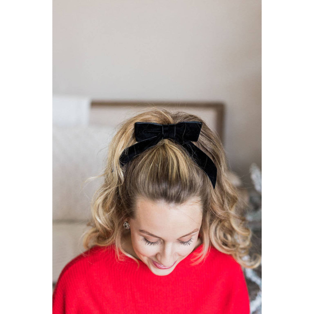 Black Delora Velvet Bow Barrette
