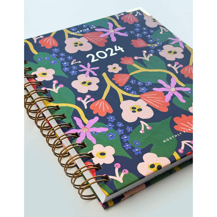 Indigo Floral 2024 Spiral Bound Planner