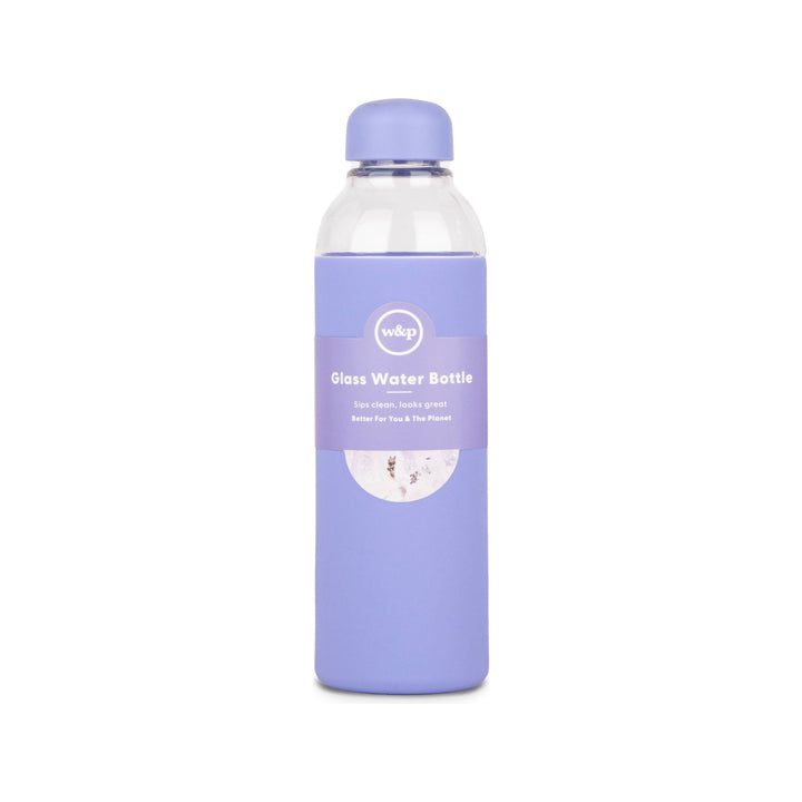 Lavender Reusable Glass Water Bottle