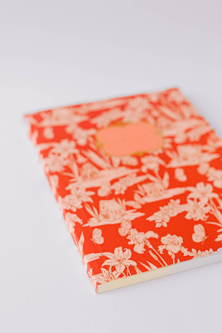 Red Fairy House Toile Softcover Notebook