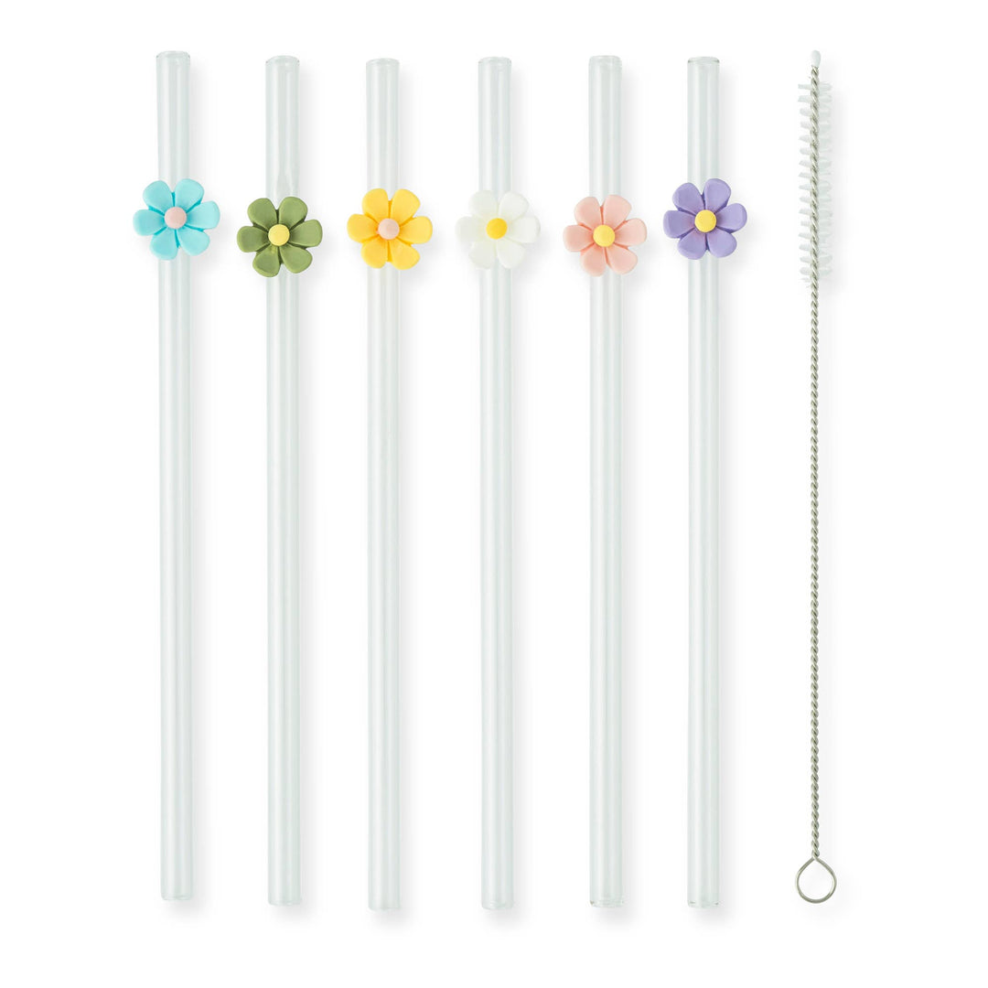 Floral Glass Straw Set