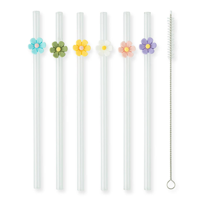 Floral Glass Straw Set