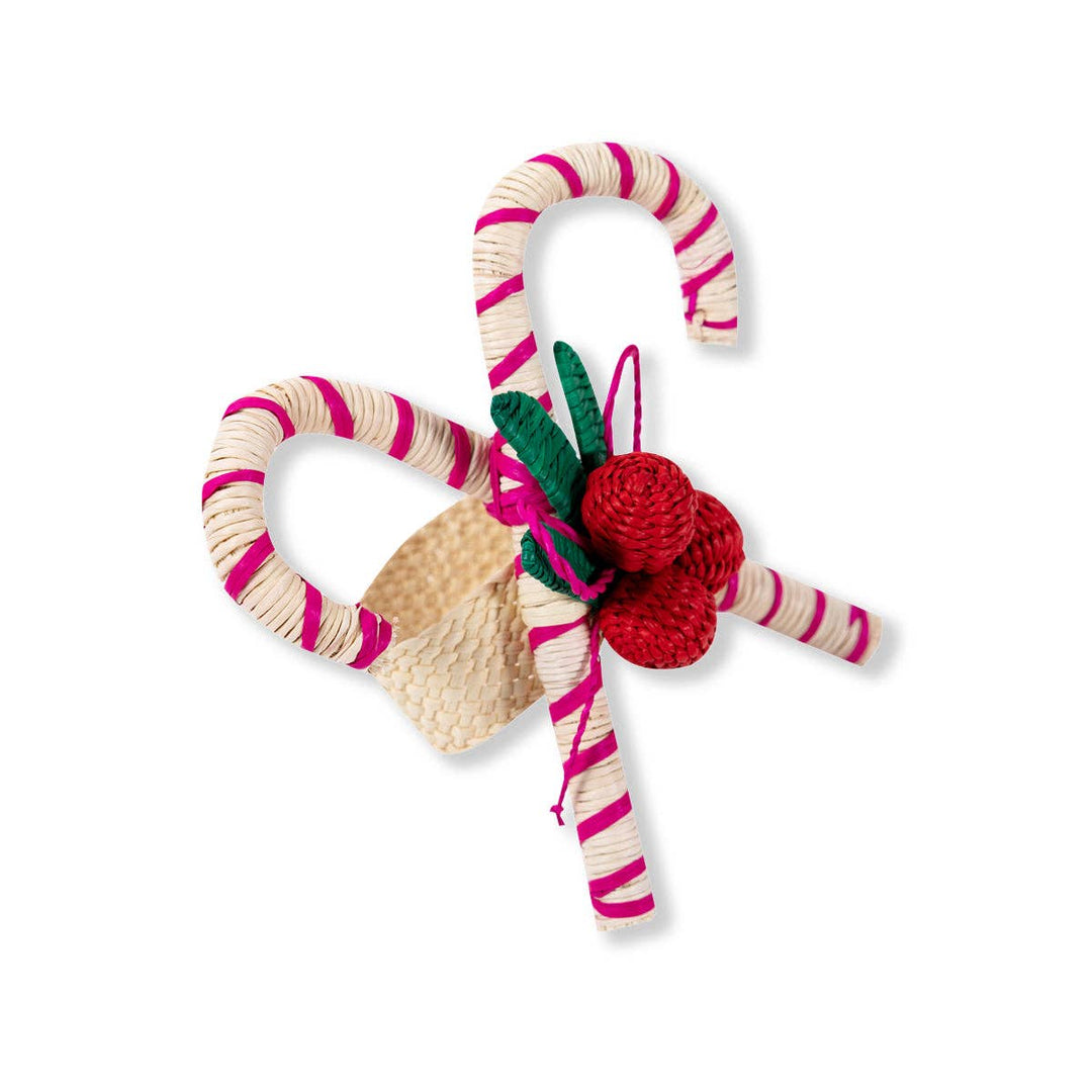 Candy Cane Raffia Napkin Ring