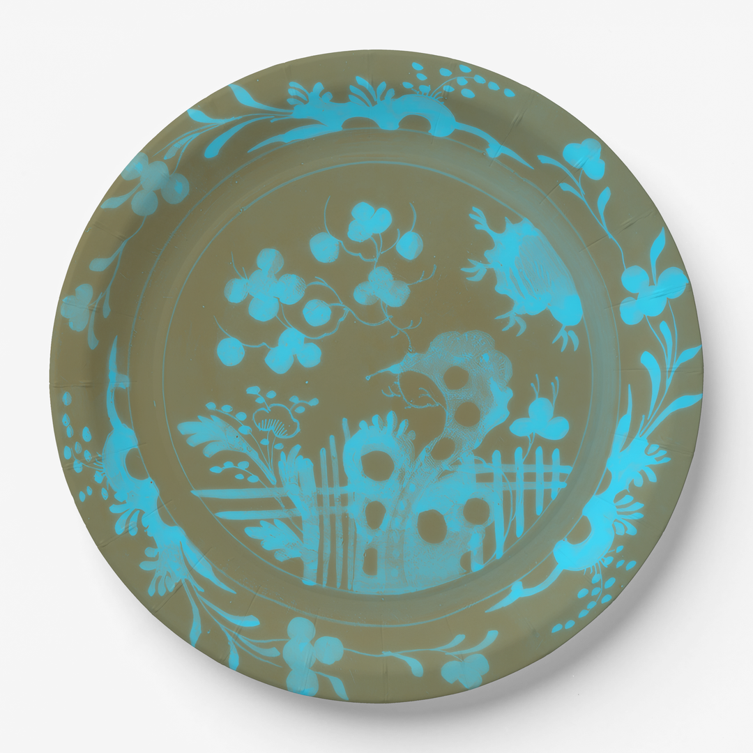 La Chinoiserie Teal Paper Plate