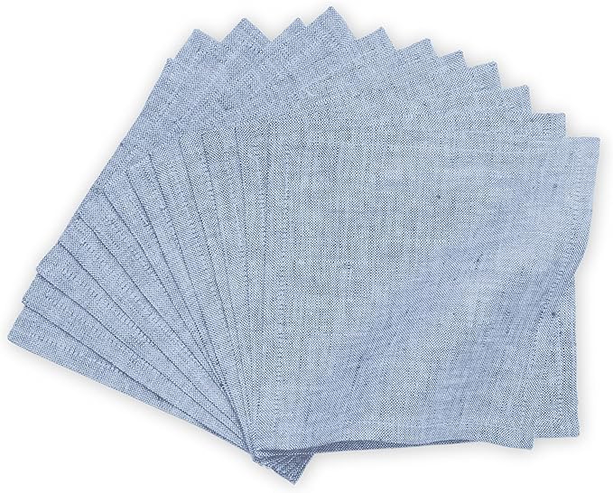 Chambray Blue 100% Linen Cocktail Napkins