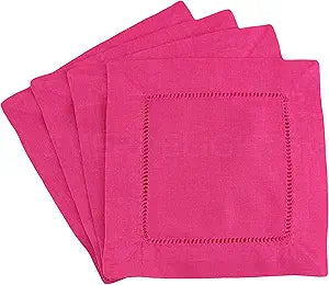 Hot Pink 100% Linen Cocktail Napkins