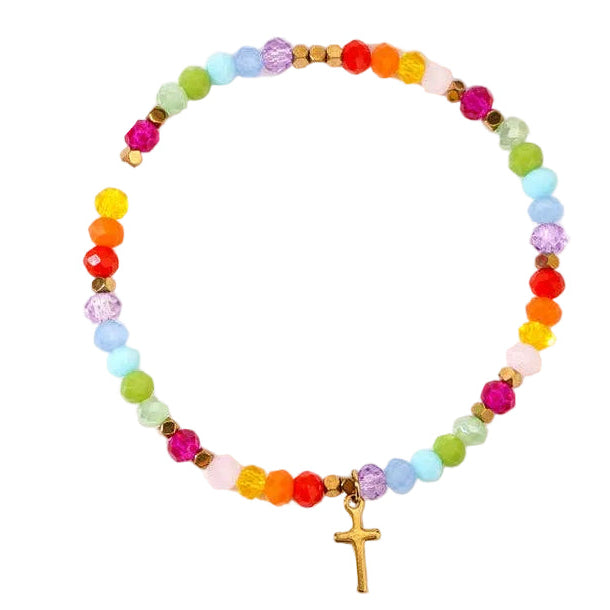 Colorful Beaded Cross Bracelet
