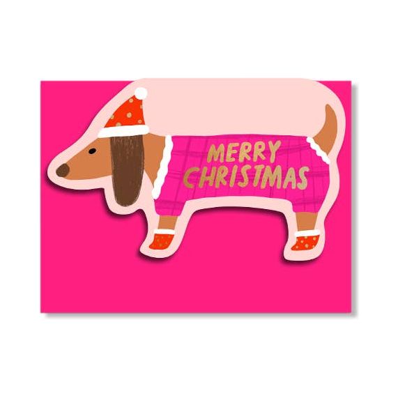 Dachshund Shaped Holiday Card