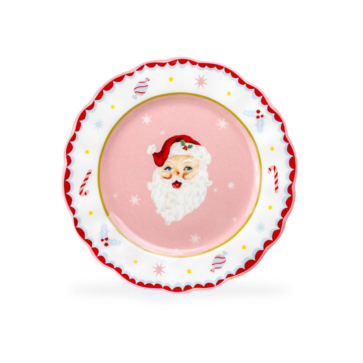 Pink Santa Dessert Plate