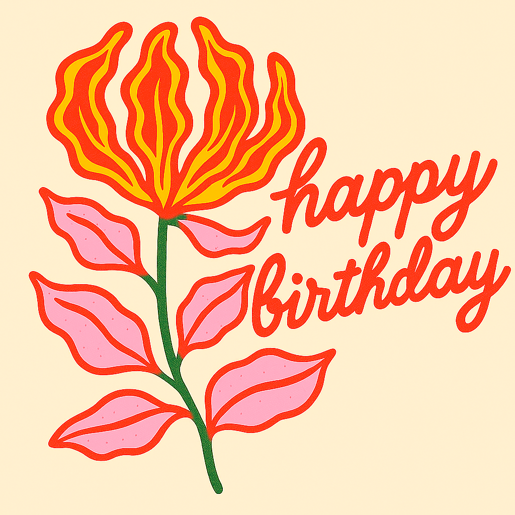 Happy Birthday Flame Lily Card