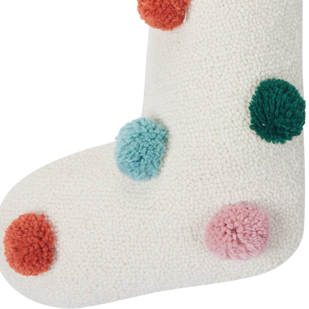 Colorful Pom Poms Hook Stocking