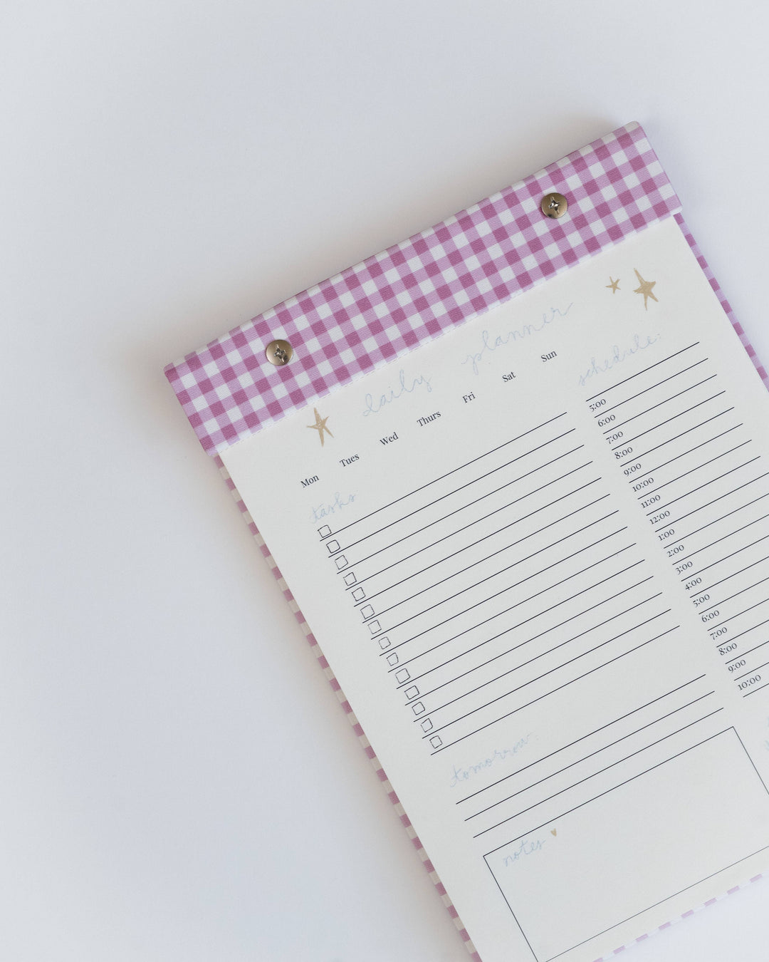 Daily Planner Notepad in Berry Pink Gingham