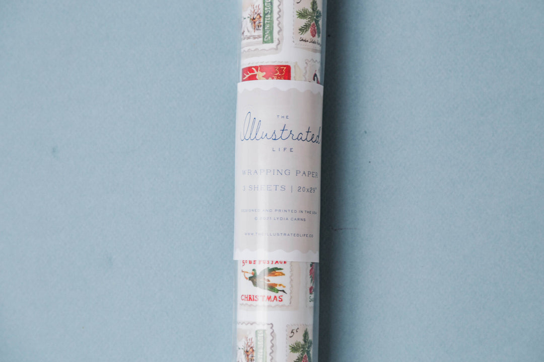 Vintage Holiday Stamps Gift Wrap
