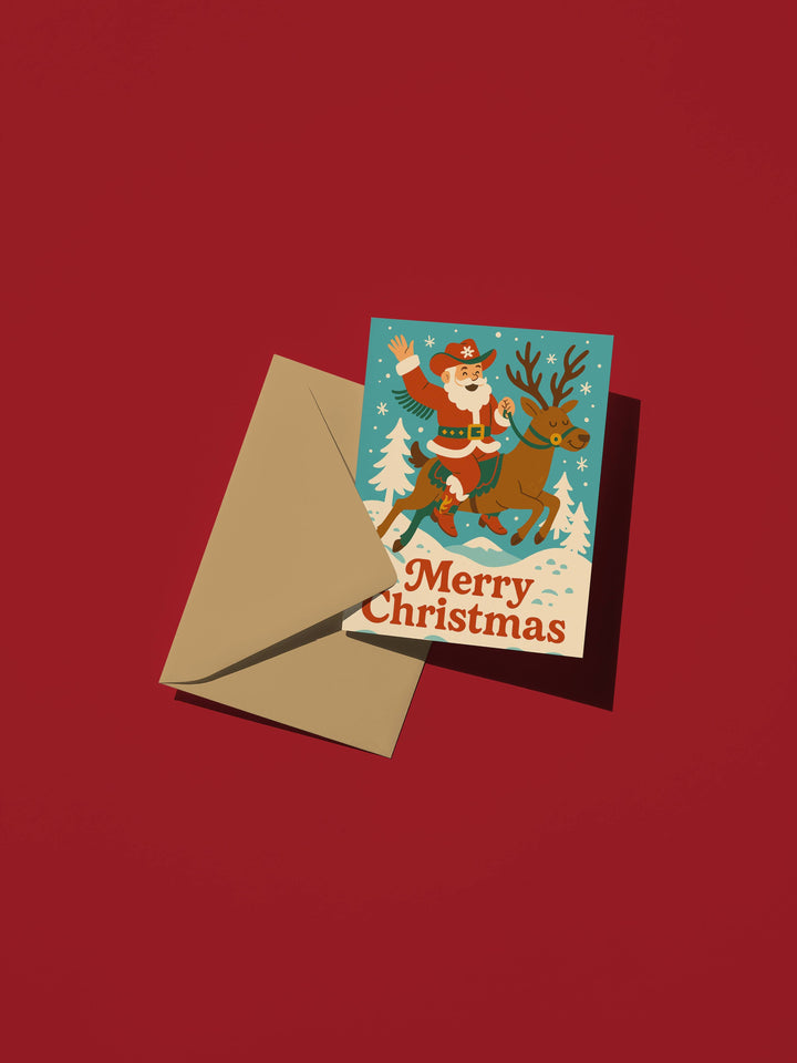 Yeehaw Santa Claus Card