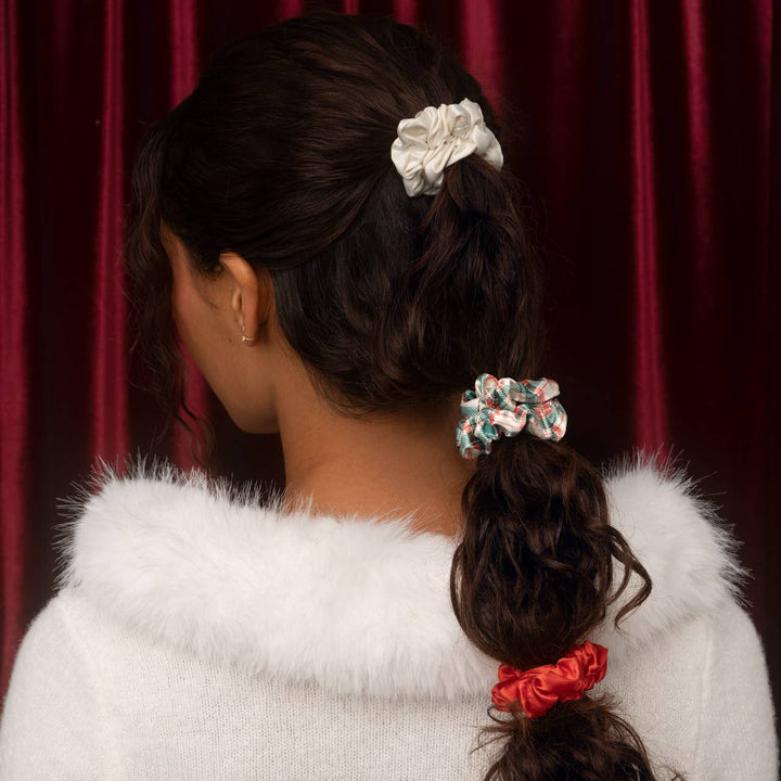 Holiday Ruched Satin Scrunchies