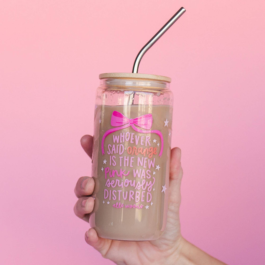 Elle Woods Pink Glass Can