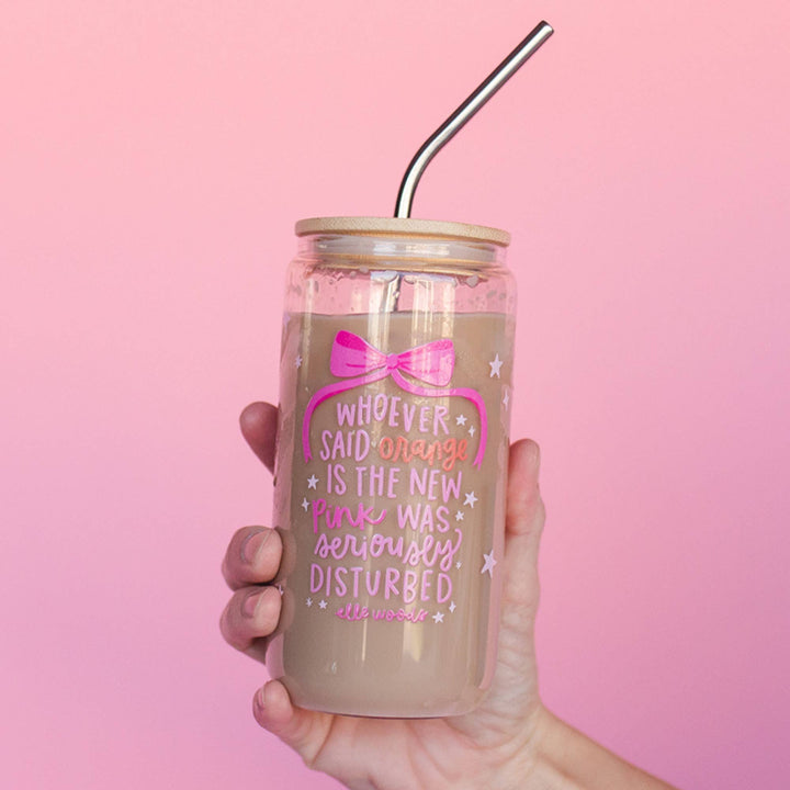 Elle Woods Pink Glass Can
