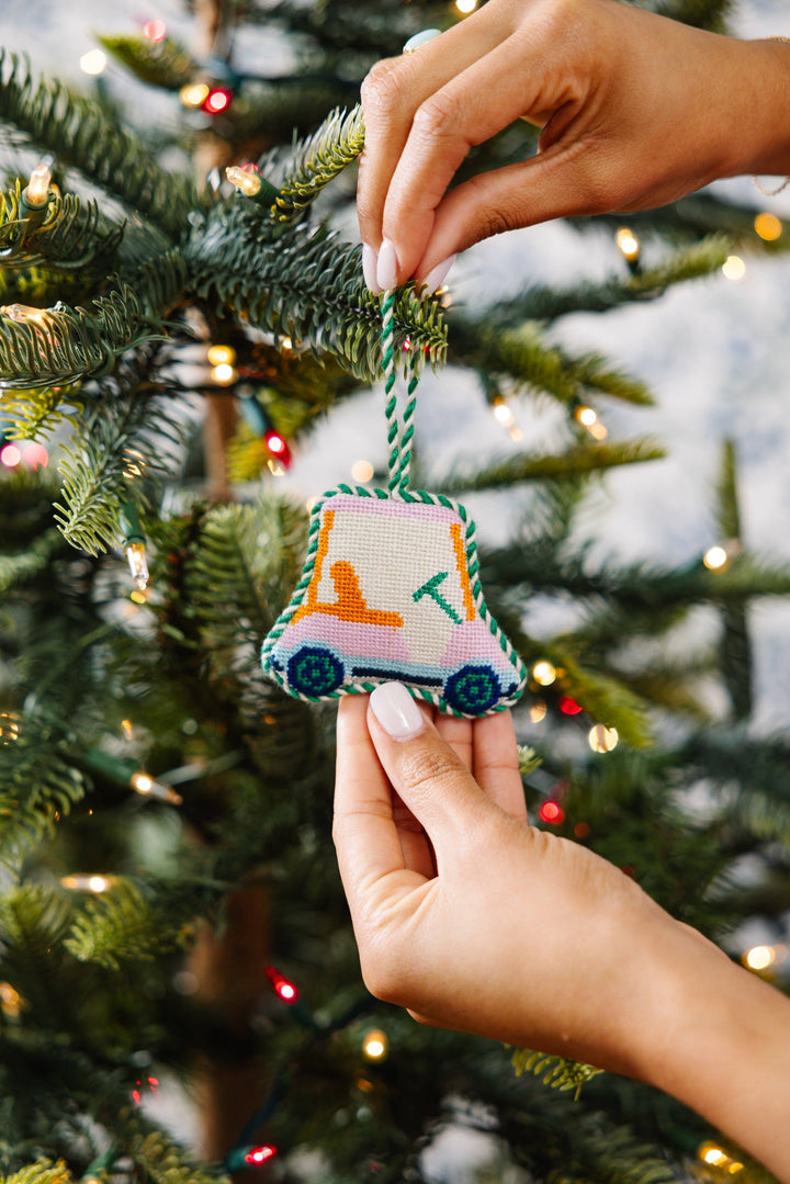 Golf Cart Needlepoint Icon Ornament