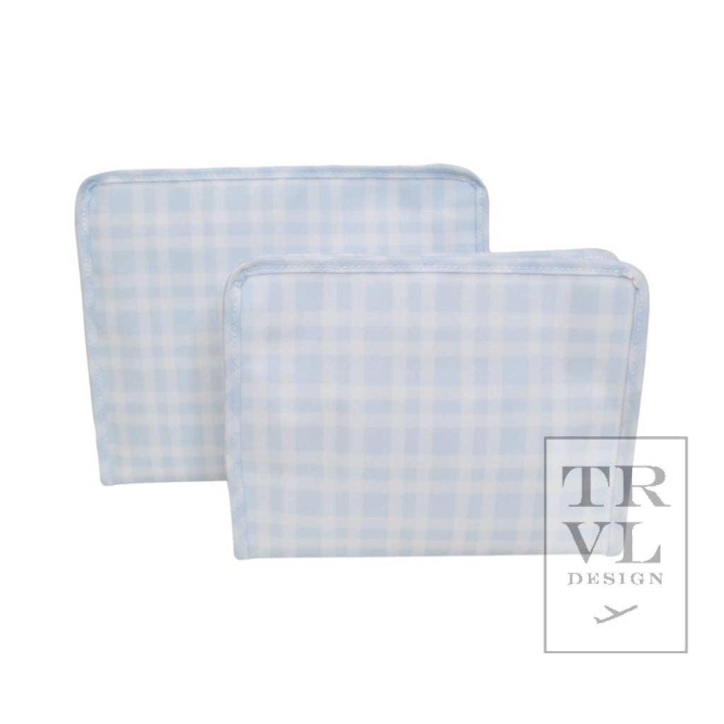 Pimlico Plaid Blue Zip Pouch Roadie Medium