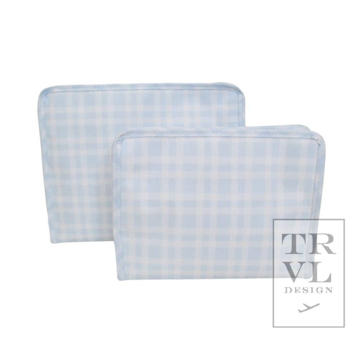 Pimlico Plaid Blue Zip Pouch Roadie Medium