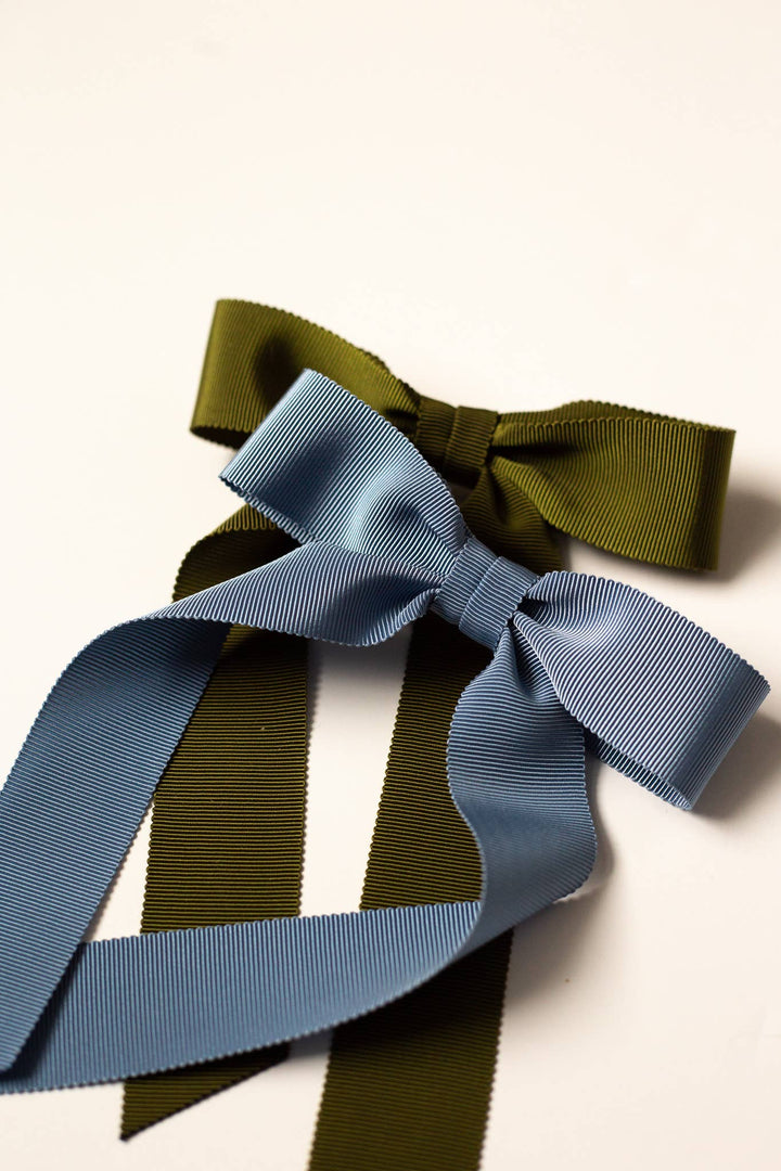 French Blue Grosgrain Bow Barrette