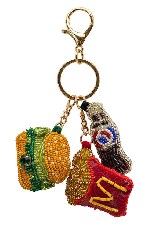 Snack Attack Hand-Beaded Bag Charm