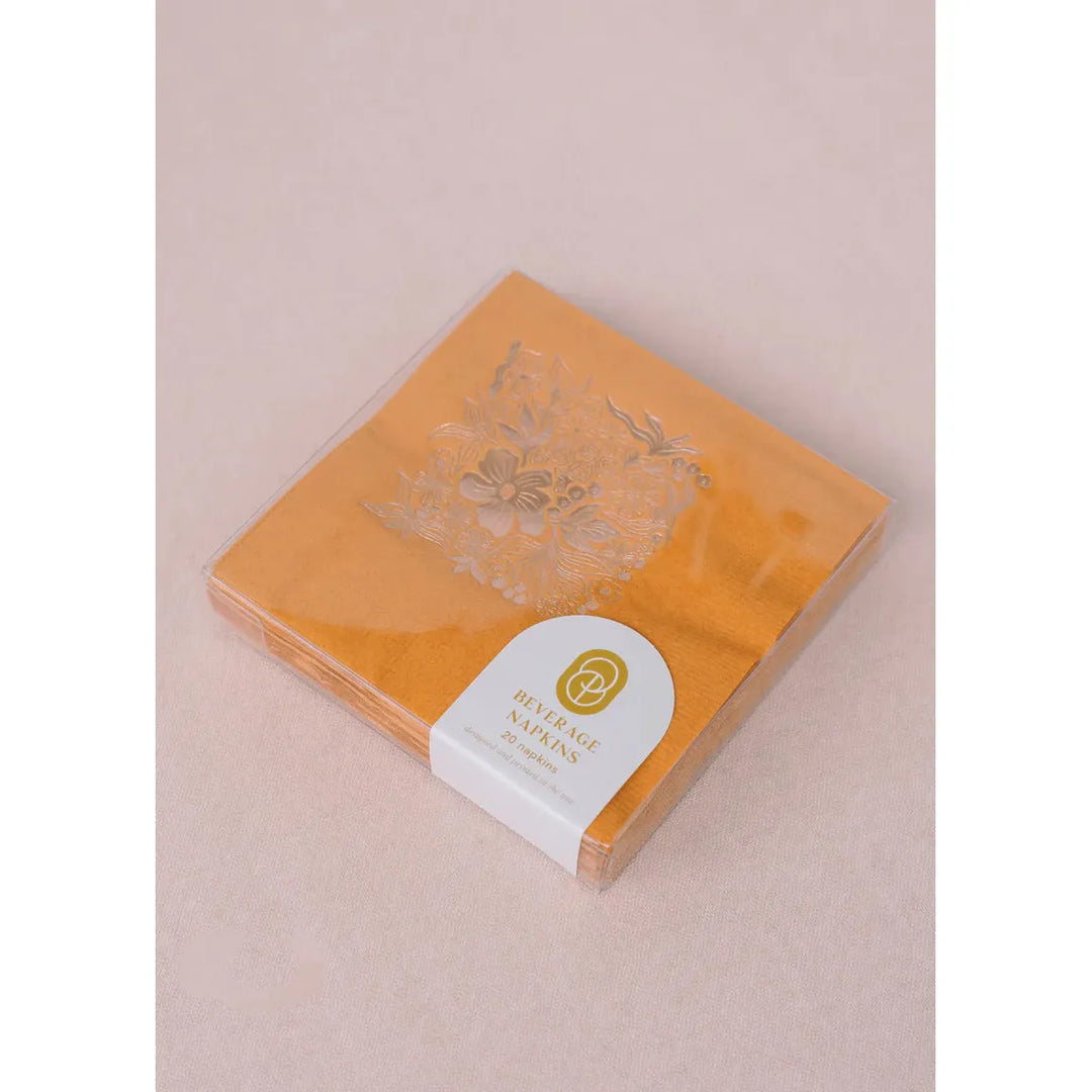 Orange Floral Paper Goods Napkins Party