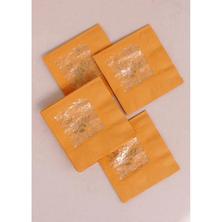 Orange Floral Paper Goods Napkins Party