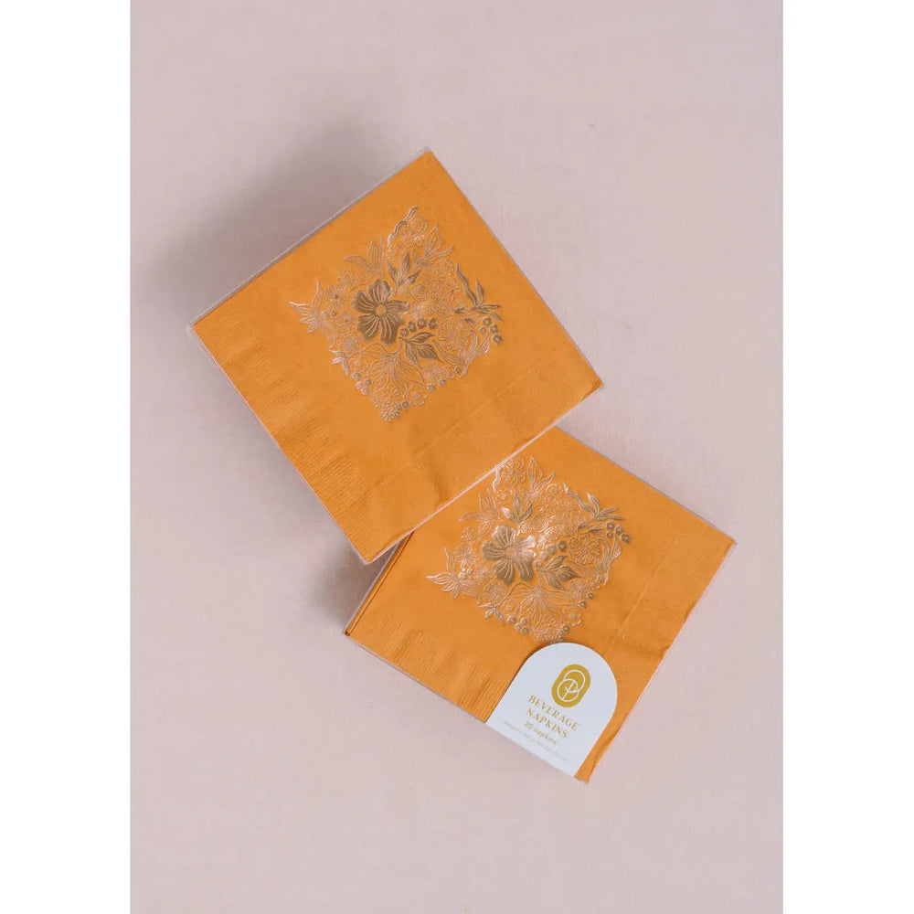 Orange Floral Paper Goods Napkins Party