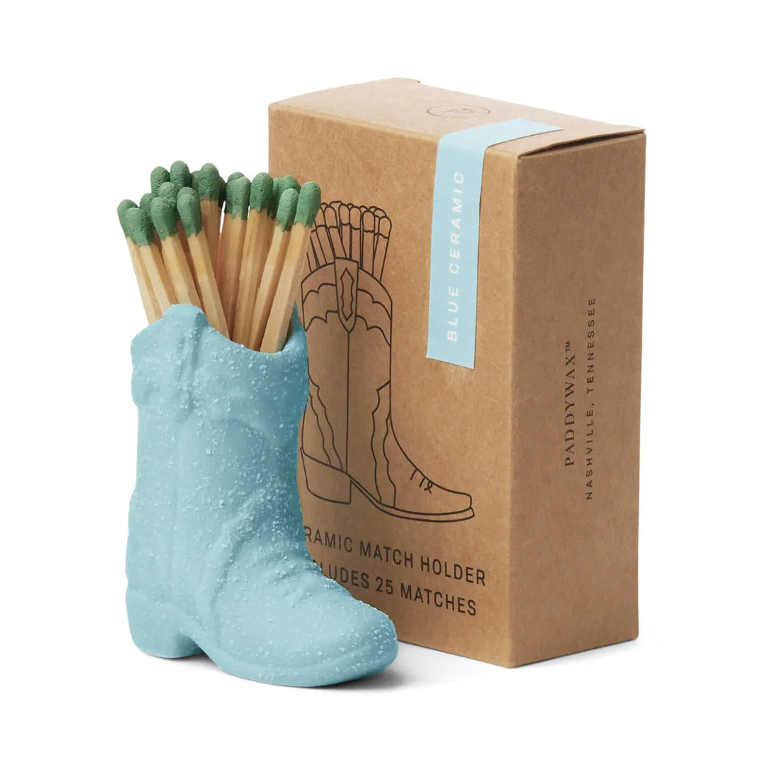 Light Blue Cowboy Boot Match Holder