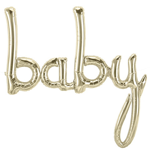 White Gold Baby Script Balloon
