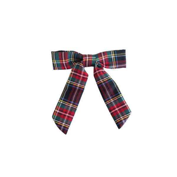 Bow Barrette Clip: Red Tartan
