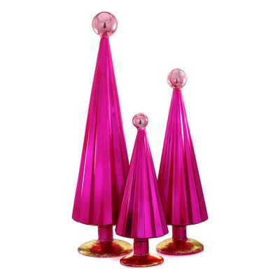 Pleated Trees-Fuchsia Pink Set/3