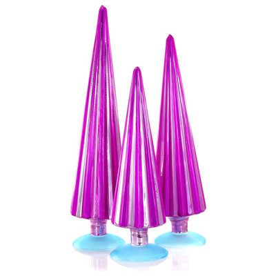 Pleated Trees Without Ball-Fuchsia Pink Set/3
