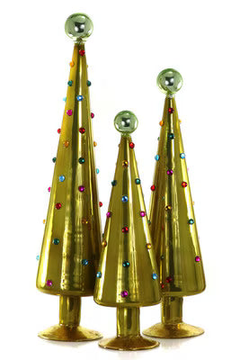 Decorated Dotted Trees- Chartreuse S/3
