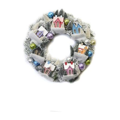 Frosted Village Wreath-Bright