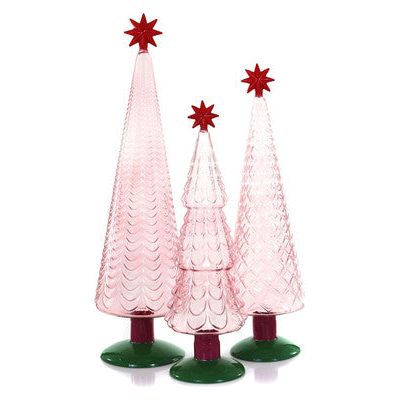 Translucent Conifers Red/Pink Trees Set/3