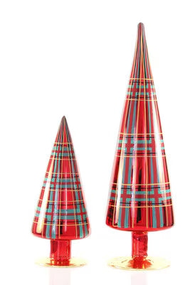 Red Plaid Trees S/2