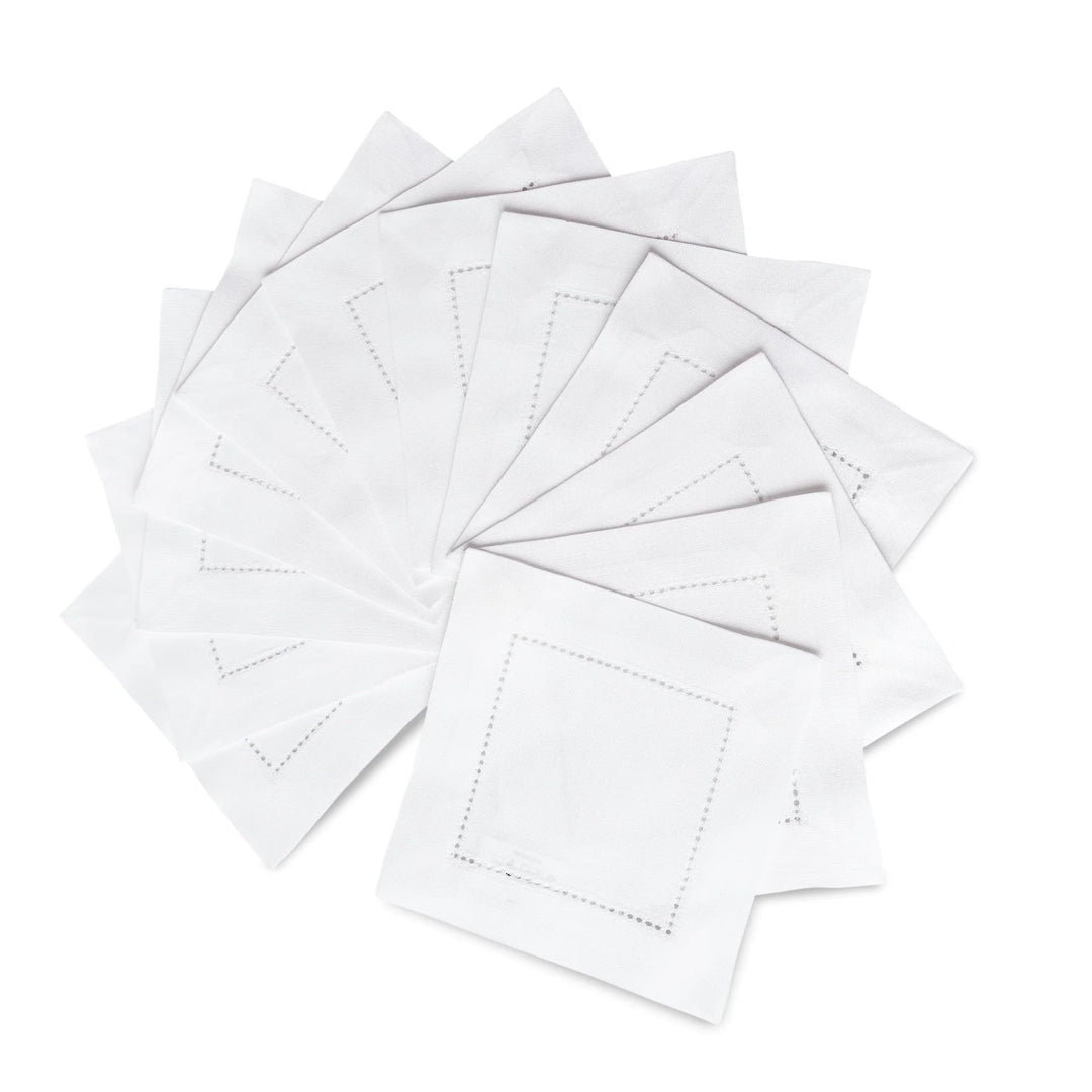 Pure White 100% Linen Cocktail Napkins