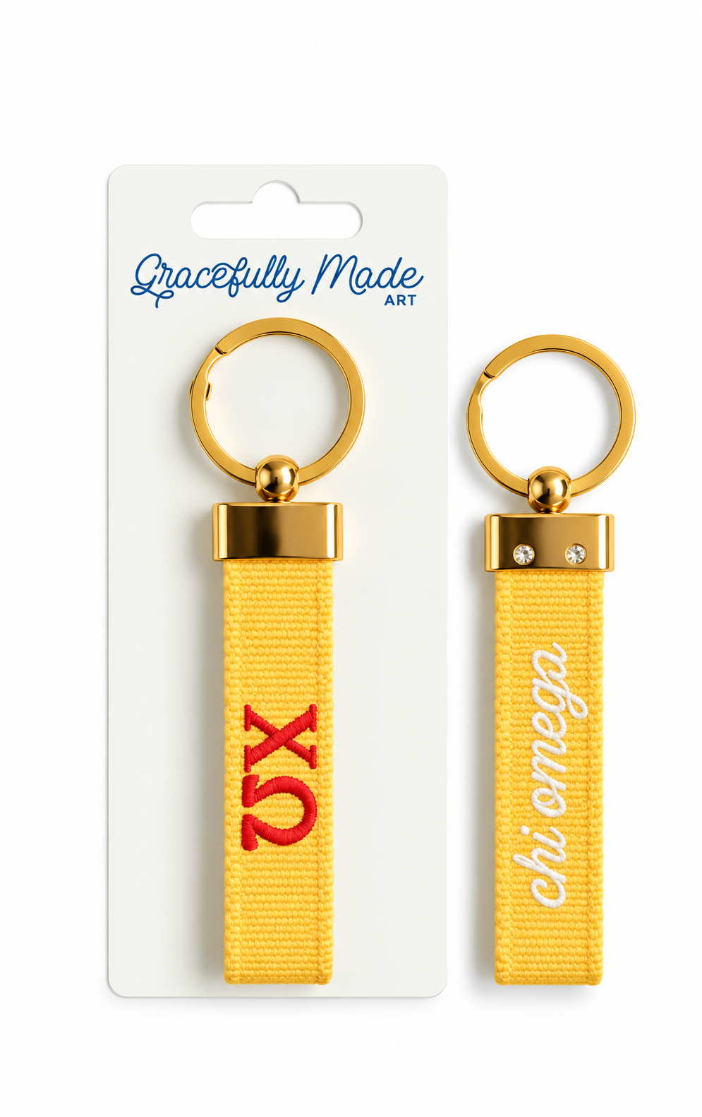 Chi Omega Embroidered Keychain