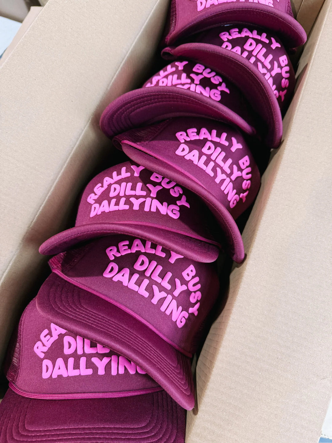 Burgundy Dilly Dally Trucker Hat