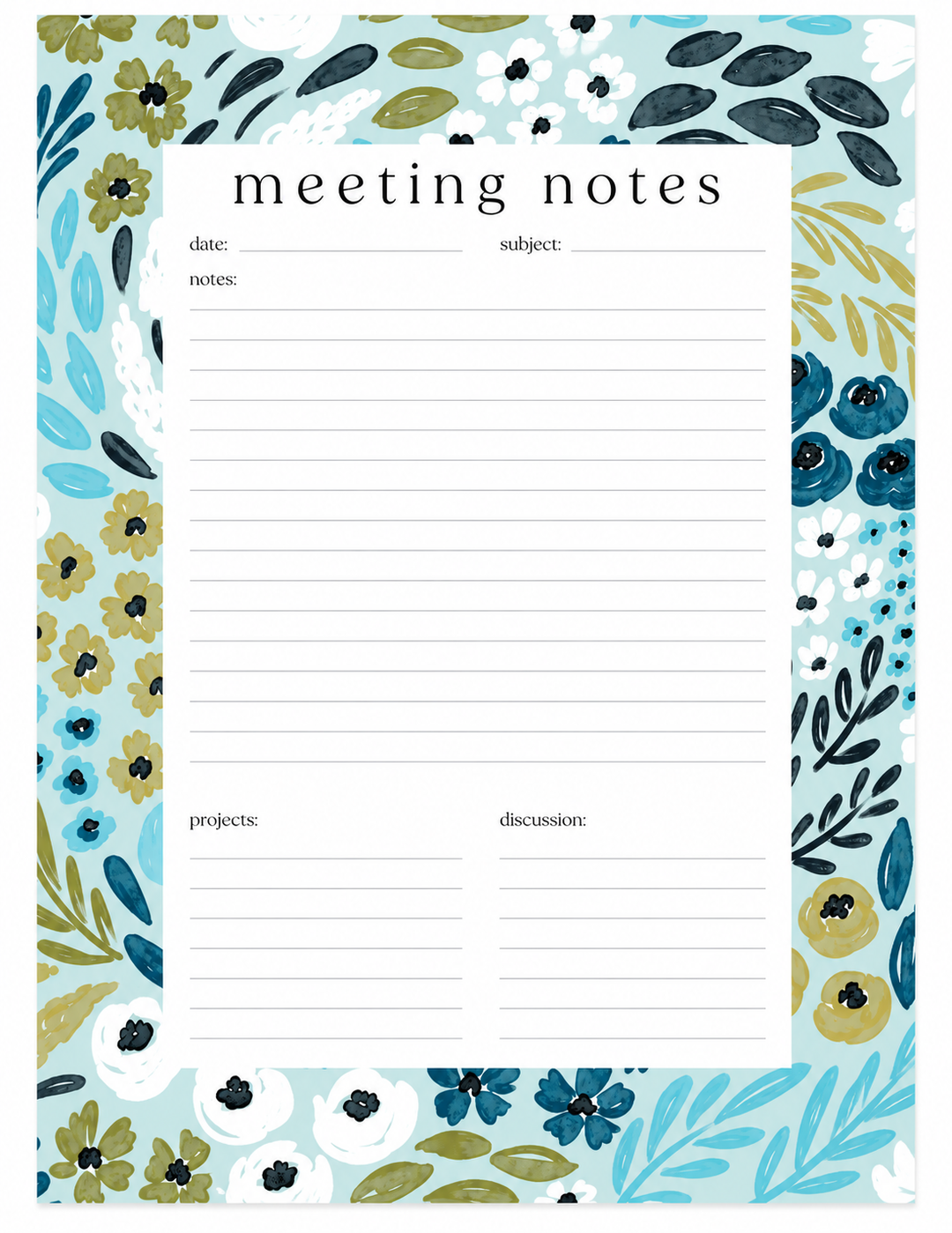 Floral Meeting Notepad