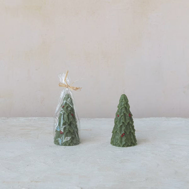 Unscented Tree Shaped Candle with Holly